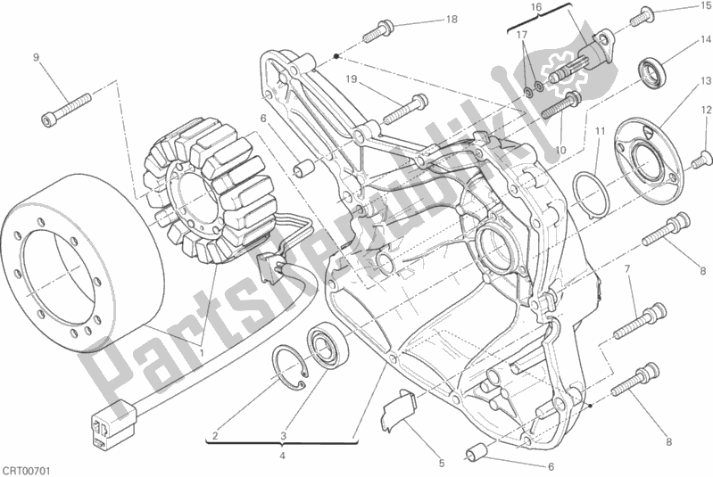 All parts for the Generator Cover of the Ducati Scrambler Urban Enduro Thailand USA 803 2016